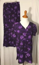 MOMENTUM 2 Two Piece Purple Floral Outfit Medium Lightweight Top Skirt Career