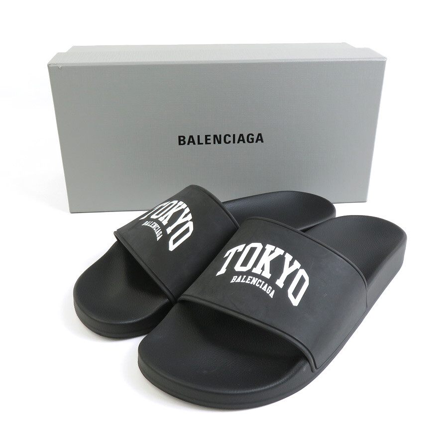 Auth BALENCIAGA TOKYO Sandals Black/White Rubber - e59081i