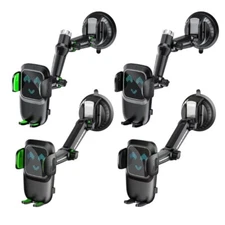 Car Cell Phone Mount Cradles Extendable Holder Powerful Clamp Sucker Cup Bracket