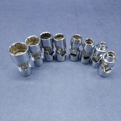 S-K Swivel Flex SAE Socket Set 3/8" Drive 12-Point SK USA Lot Of 8 - Image 1 of 4