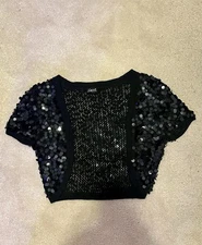 ✨ Vintage/Y2K CEJON Black Sequin Knit Shrug / Bolero - Size M/L ✨ Add glamour.