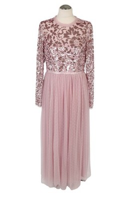 Needle & Thread Damen Kleid Gr. 40 (UK 14) Lila A-Linie Maxikleid Dress