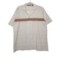 Vintage 70s Rockabilly Short Sleeve Button Stripe Crossings Large Shirt Rainbow