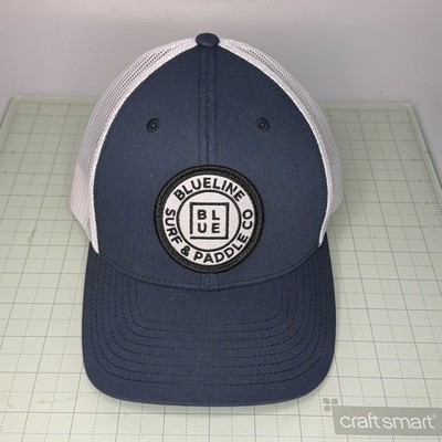 Blueline Surf Paddle Co Logo Graphic White Mesh Trucker Snapback Hat Cap Cystic