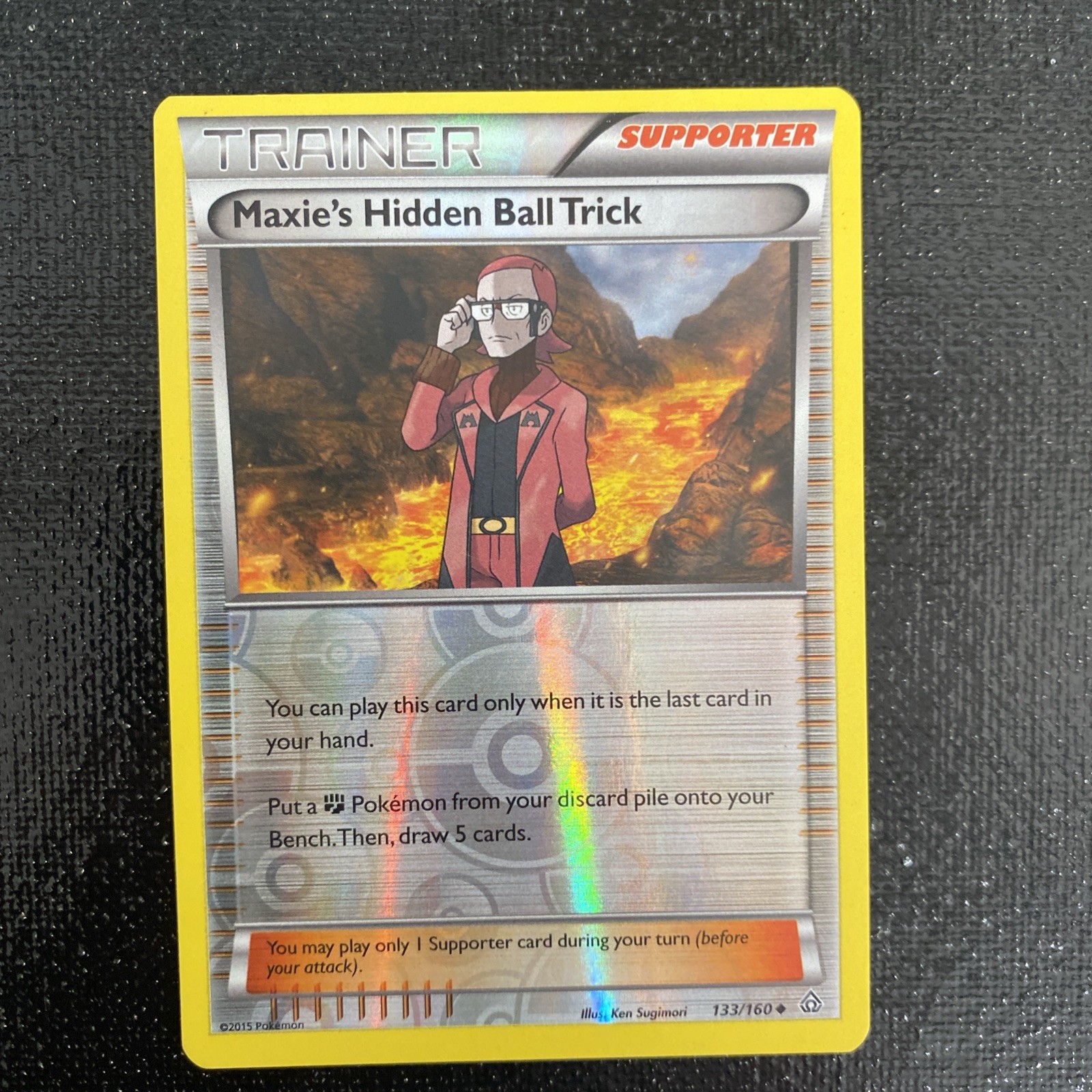 Maxie's Hidden Ball Trick 133/160 Primal Clash Reverse Holo Pokemon Card LP