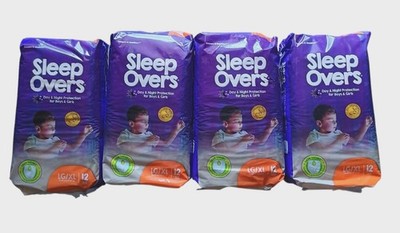 4 Packs of 12 Sleep Overs by Cuties Pull Up Training Pants Sz L/XL 60 - 125 lbs