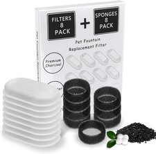8-Pack Cat Water Fountain Filters, Stainless Steel Pet Fountain Replacement Cart