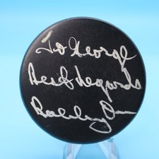 BOBBY ORR HOFer Signed VINTAGE OLD SCHOOL HOCKEY Puck Inscribed -more listed