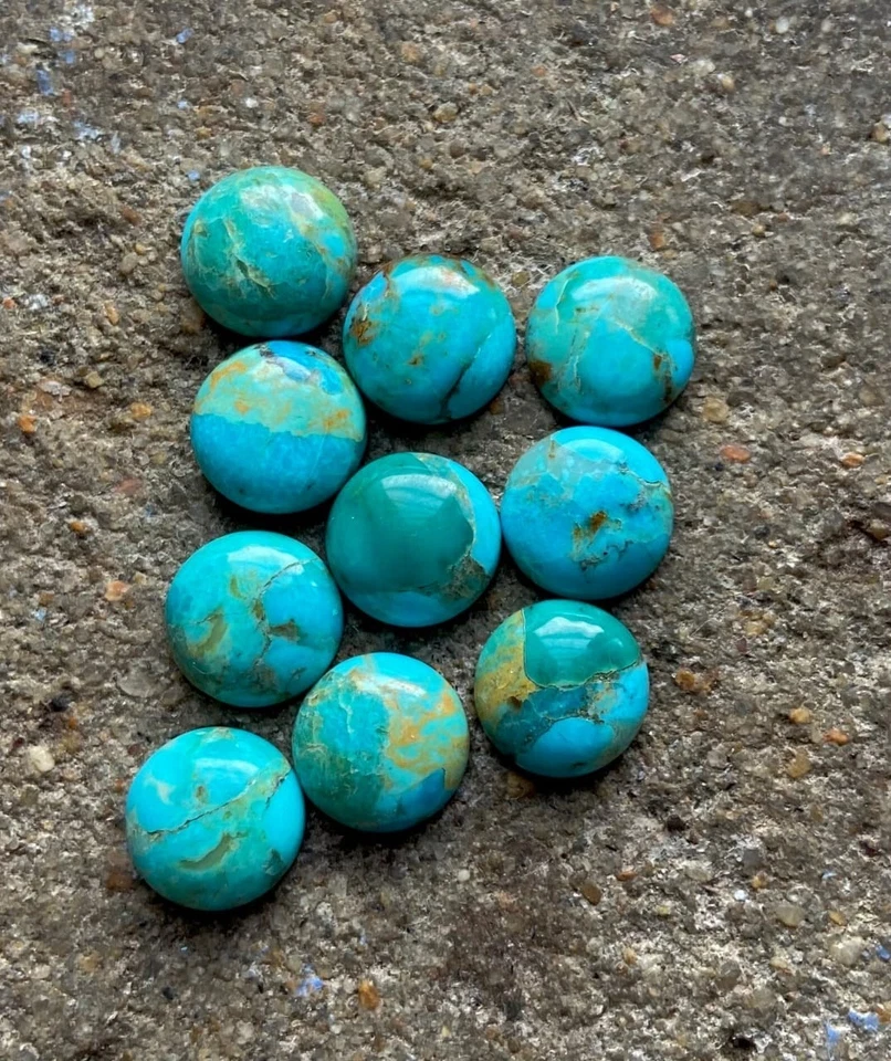Mohave Turquoise Cabochon Round Flat Back Loose Gemstone Wholesale Lot - Image 3 of 4