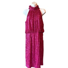 Eliza J Pink Sequin Halter Dress Size 12 Party Cocktail Formal NWT
