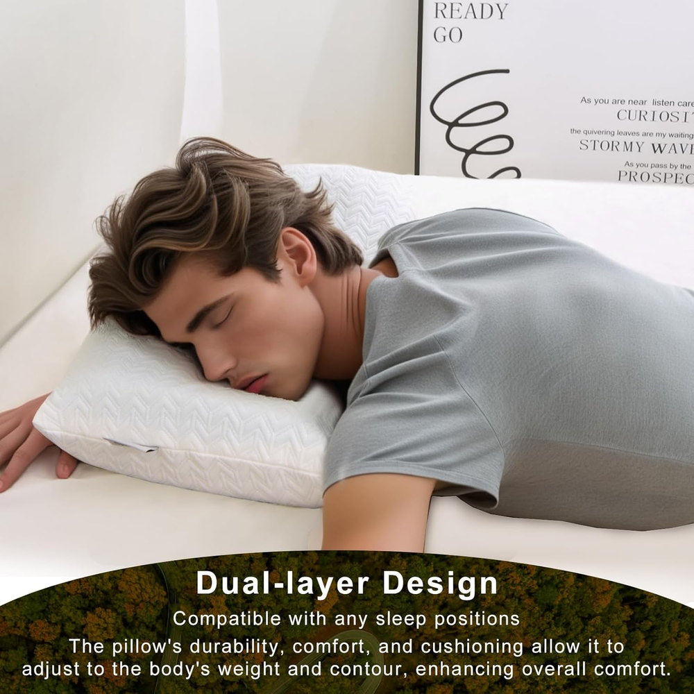 Travel Pillow, Memory Foam Pillow Compressible Camping Pillow with Washable Cove