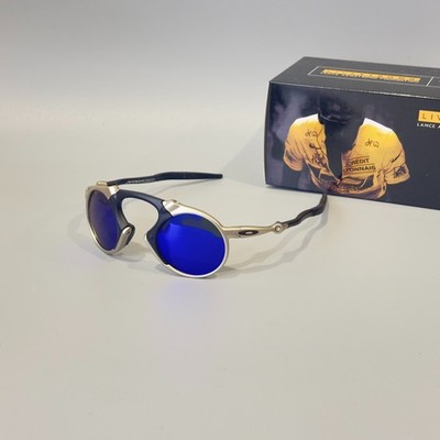 Oakley X-Metal Madman OO6019 Livestrong Silver Frame Blue Polarized Sunglasses