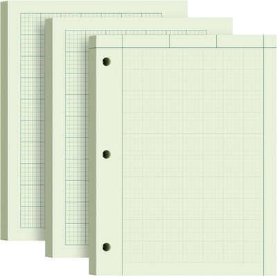 Engineering Paper 8.5 x 11 3 Pack Engineering Notebook 5x5 Quad Ruled 3-Hole