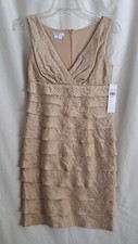 NWT Vtg 1990s Gold Shimmery Toned London Times Dress Sz 4 Fully Lined Back Zip