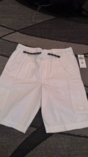 Polo Ralph Lauren Boys' White Cotton Cargo Shorts Size 16 Elastic Waist Pockets
