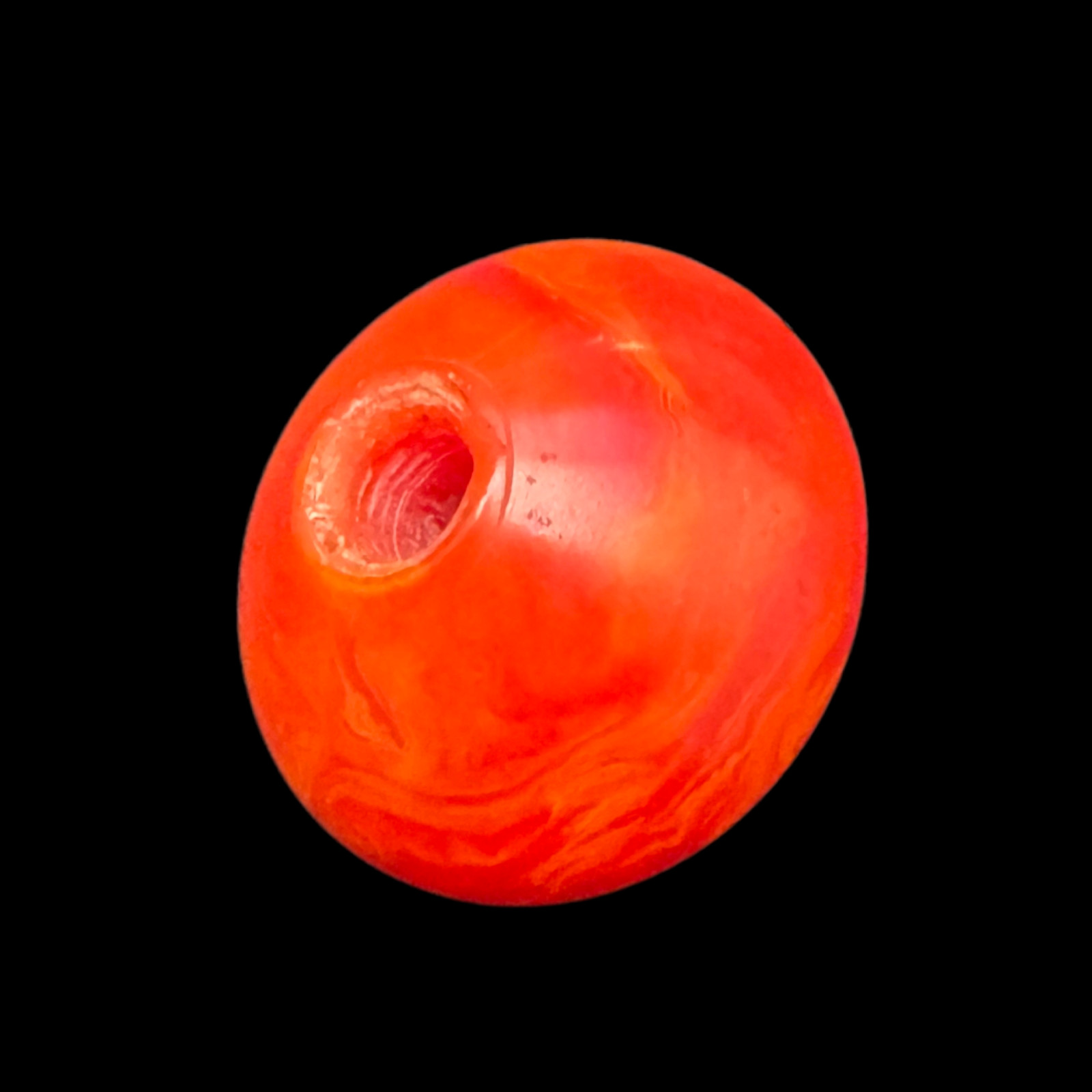 Antique Bakelite Bead – Orange Swirled Catalin – Vintage Jewelry Component