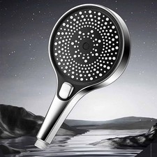 3 Function Massage Rain Hand Held Shower Head with 1.3m Hose Chrome Round UK