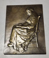 Georges-Henri Prud'homme BRONZE RELIEF PLAQUE FRENCH PEASANT WOMAN ANTIQUE