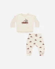 Rylee + Cru Baby Long Sleeve Tee and Pant Set Trucks Print Size 3-6 Months