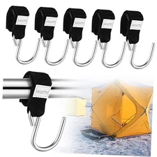  5 Pieces Ice Fishing Shelter Coat Hooks Heavy Duty Shelter Hooks Black 