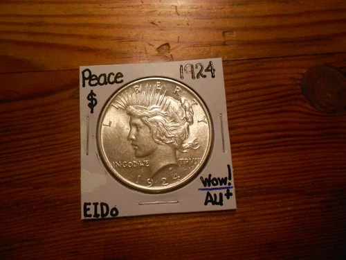 1924 Peace Type Silver Dollar AU+ BEAUTY!!! WOW!!!! 90% silver!!!!!!!