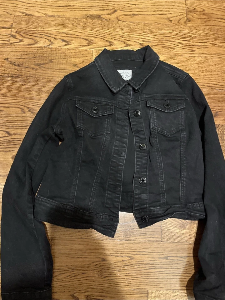 Chaqueta vaquera de cera negra con botones pequeña Foto 2 de 4