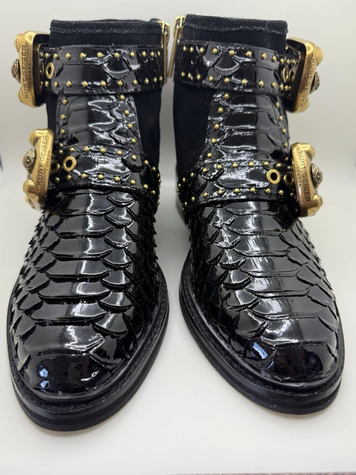 Женские ботильоны KURT GEIGER LONDON Maddox с двойной пряжкой и заклепками на лодыжке размер 5,5 - Изображение 2 из 4