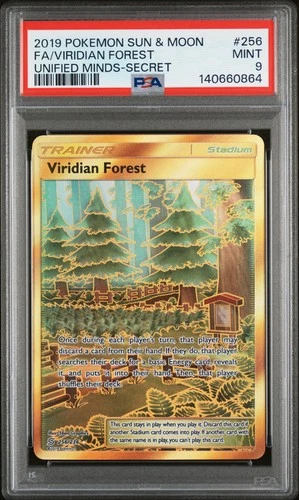 2019 POKEMON SUN & MOON UNIFIED MINDS SECRET #256 FULL ART/VIRIDIAN FOREST PSA 9