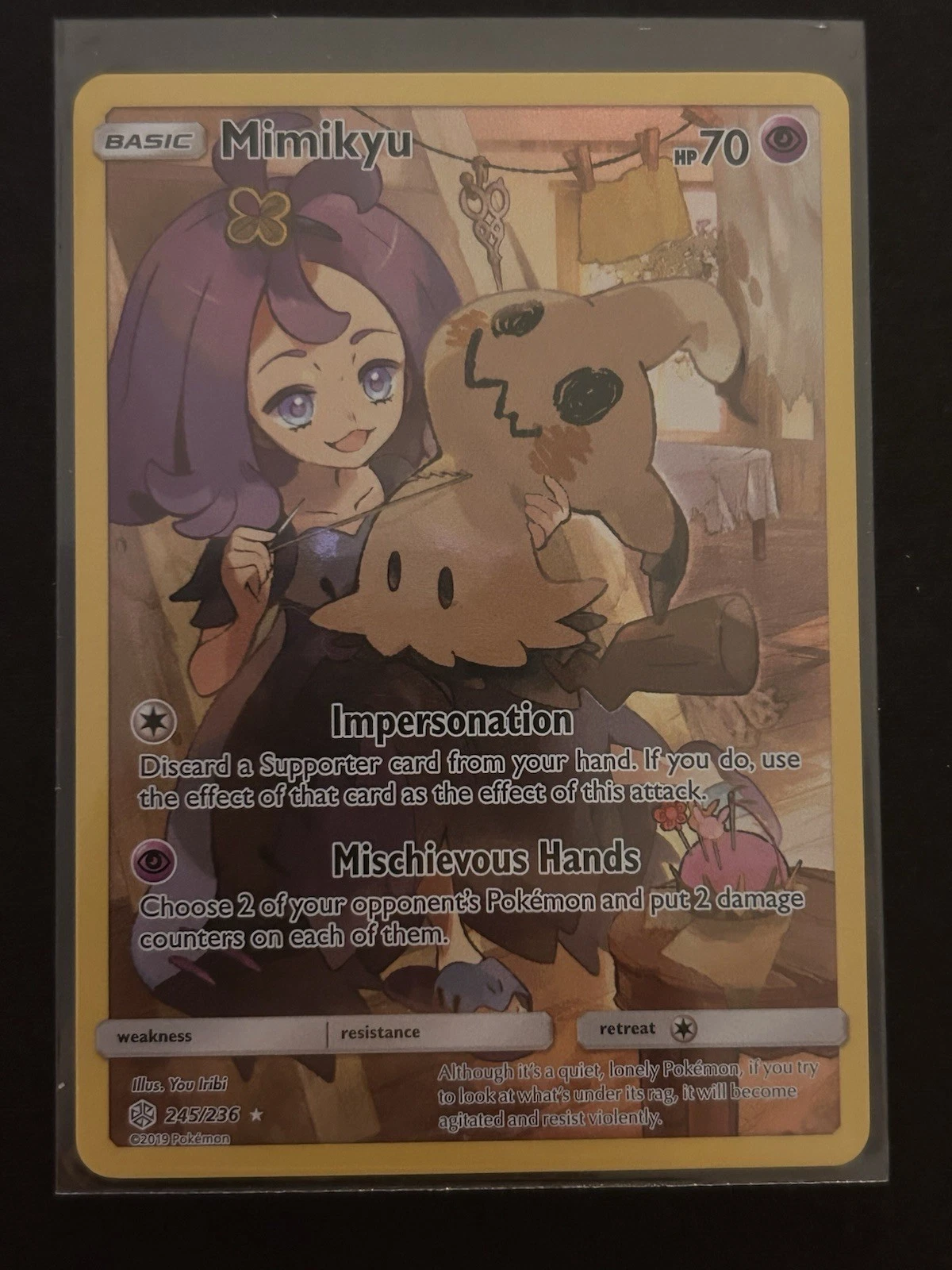 Pokemon Co. Mimikyu 245/236 Secret Rare Holo Full Art Cosmic Eclipse ENG 2019