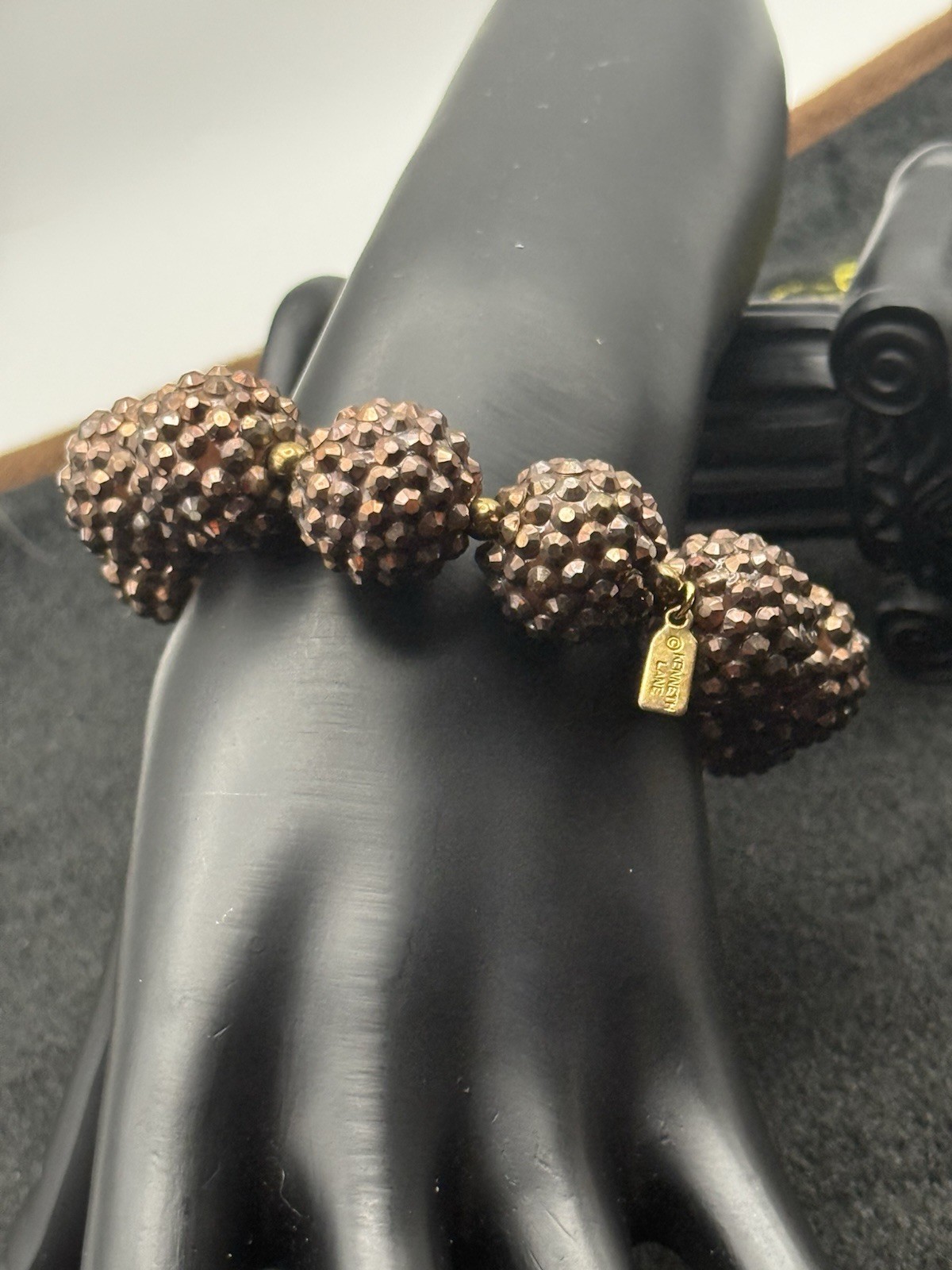 Kenneth Jay Lane KJL Sparkling Bronze Crystal Pav… - image 2