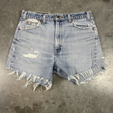 Vintage Levi  s 505 Shorts Womens 32 Blue Cut Offs Distressed USA Preowned