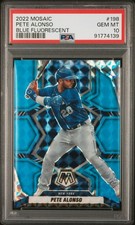 2022 Panini Mosaic Pete Alonso Blue Fluorescent PSA 10 #198 /15