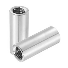 2Pcs 304 Stainless Steel M16x2mm Round Coupling Nuts, 0.94x1.97"(ODxH)