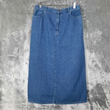 Vintage Denim Maxi Skirt Womens 14 Y2K 90s Boho Western Prairie Cowgirl Modest