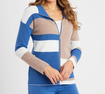 Angel Apparel Color Block Zip Jacket Denim/multi