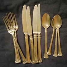 11 pc lot APOLLONIA 2009 pewter tone stainless ONEIDA flatware Heavy Continental