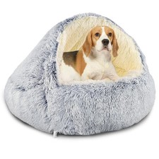 Hooded with Supports Dog Bed,Deluxe Plush Dog Cave Bed for Medium Small Dogs ...