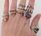 VINTAGE COSTUME RING LOT sizes 6 to 6.5 vtg stone jewelry 11pcs B1