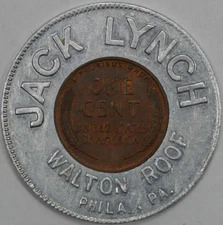 1945 Encased Lincoln Wheat Cent, Jack Lynch Walton Roof Philadelphia PA (#2)