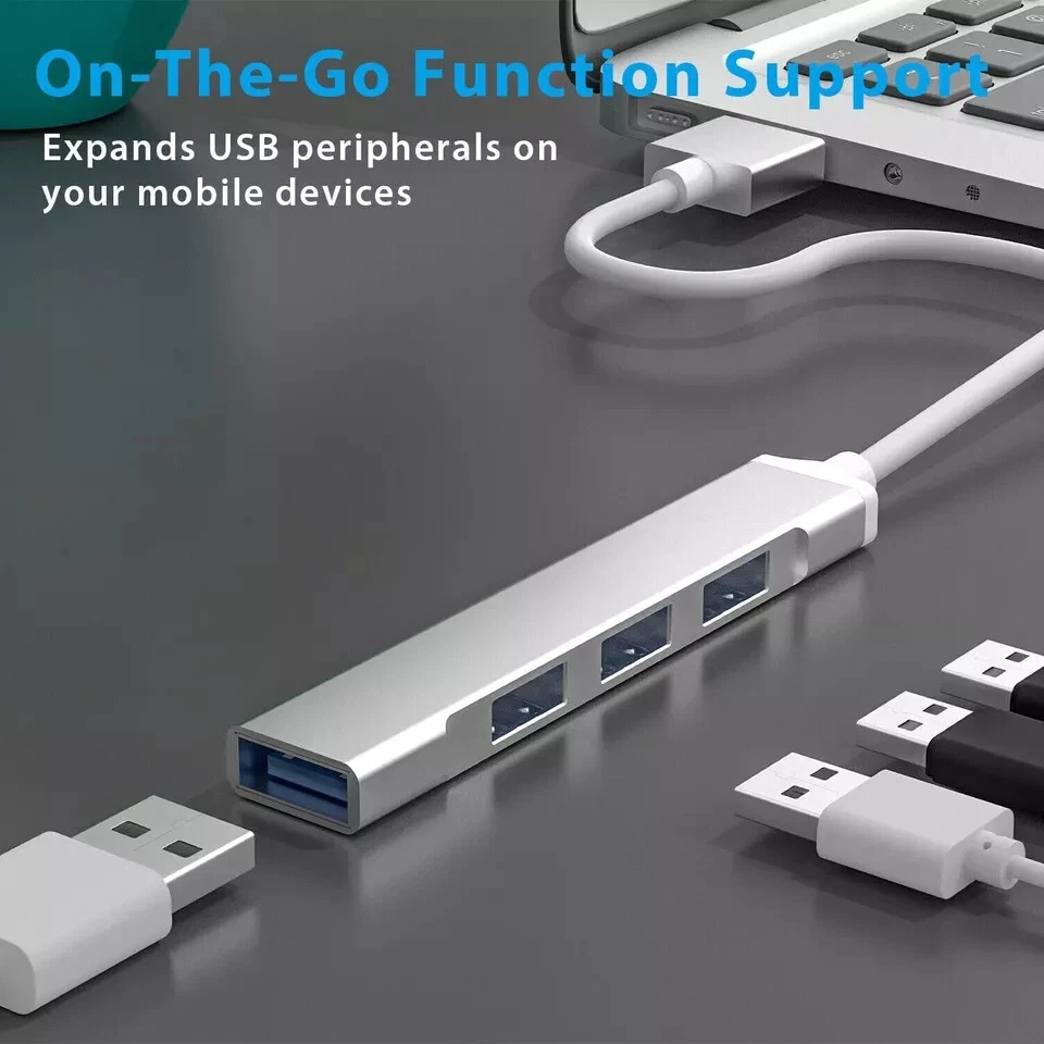 USB 3.0 Hub 4-Port USB Hub USB Splitter USB Expander for Laptops Flash Drive HDD