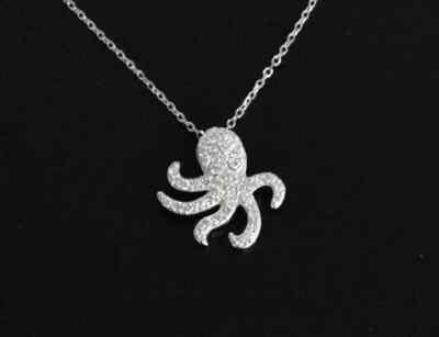 2.00CT Lab Created Octopus Engagement Pendant 14K White Gold Plated