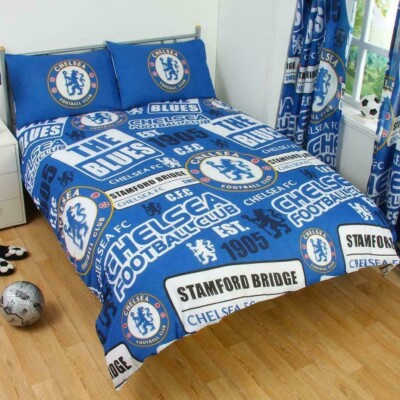 Chelsea Football Club FC Patch Doppel Bettbezug Bettwäsche Set und Kissenbezüge