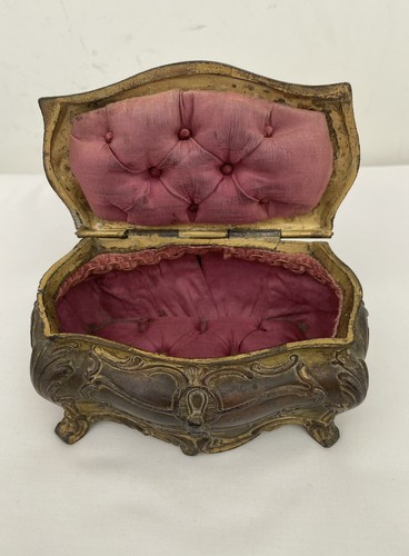 Antique Vintage French Brass Trinket Box Jewellery Casket - Foto 2 di 8