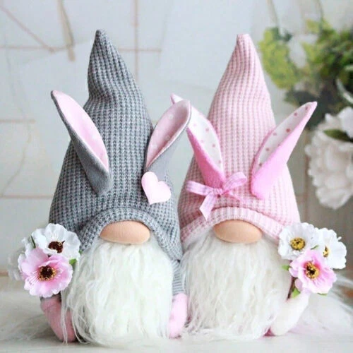 UK Easter Bunny Gnome Plush Doll Dwarf Decoration Spring Gnomes Stuffed Toy Gift - Picture 4 of 14