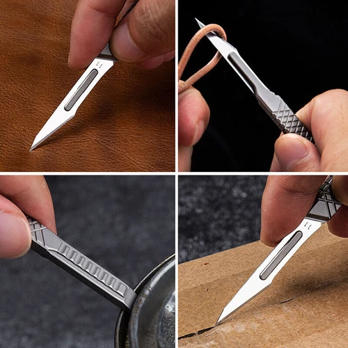 Titanium Utility Knife Scalpel Blade w Sheath Prybar Outdoor Survival EDC Tools - Picture 6 of 12