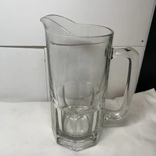 Heavyweight Ribbed Clear Glass Beer Pitcher 8" Tall Beverage Pitcher