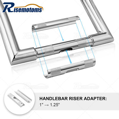 Chrome 1'' To 1.25'' Bar Handlebar Riser Clamp Adapter For Harley Softail Dyna