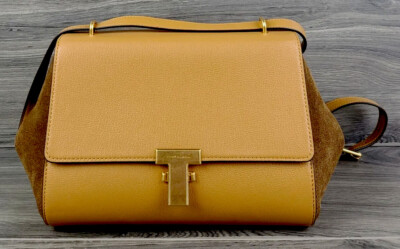 Tory Burch Satchel Mixed Leather Juliette Mini Flap Handbag (Tiramisu  Brown)