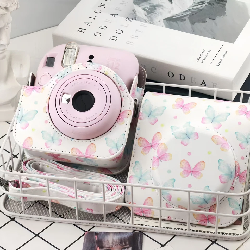 Compatible with Fujifilm Polaroid mini 12. Camera bag Canvas. Butterfly pattern - Image 4 of 4