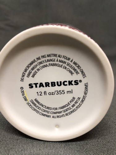 2016 Starbucks Coffee Ceramic Holiday Christmas Travel Tumbler Mug - Picture 3 of 5